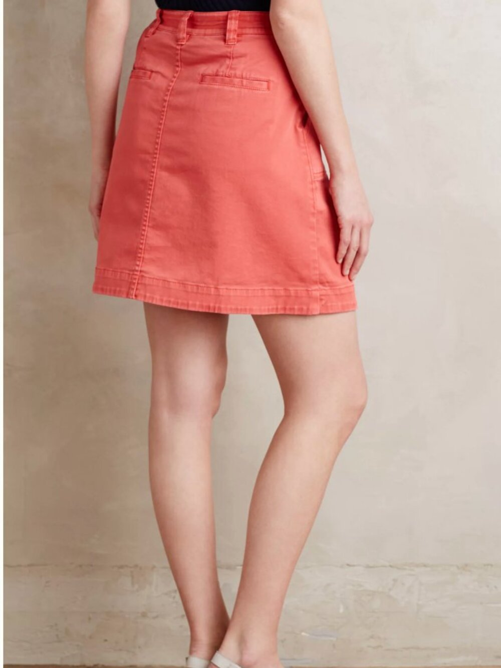 Anthropologie Pilcro & the Letterpress Orange Chino Button Utility Skirt Size 4 - Picture 6 of 6